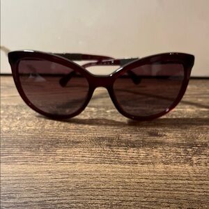 Authentic CHANEL cat-eye burgundy Sunglasses with crystals on temples 5307-B